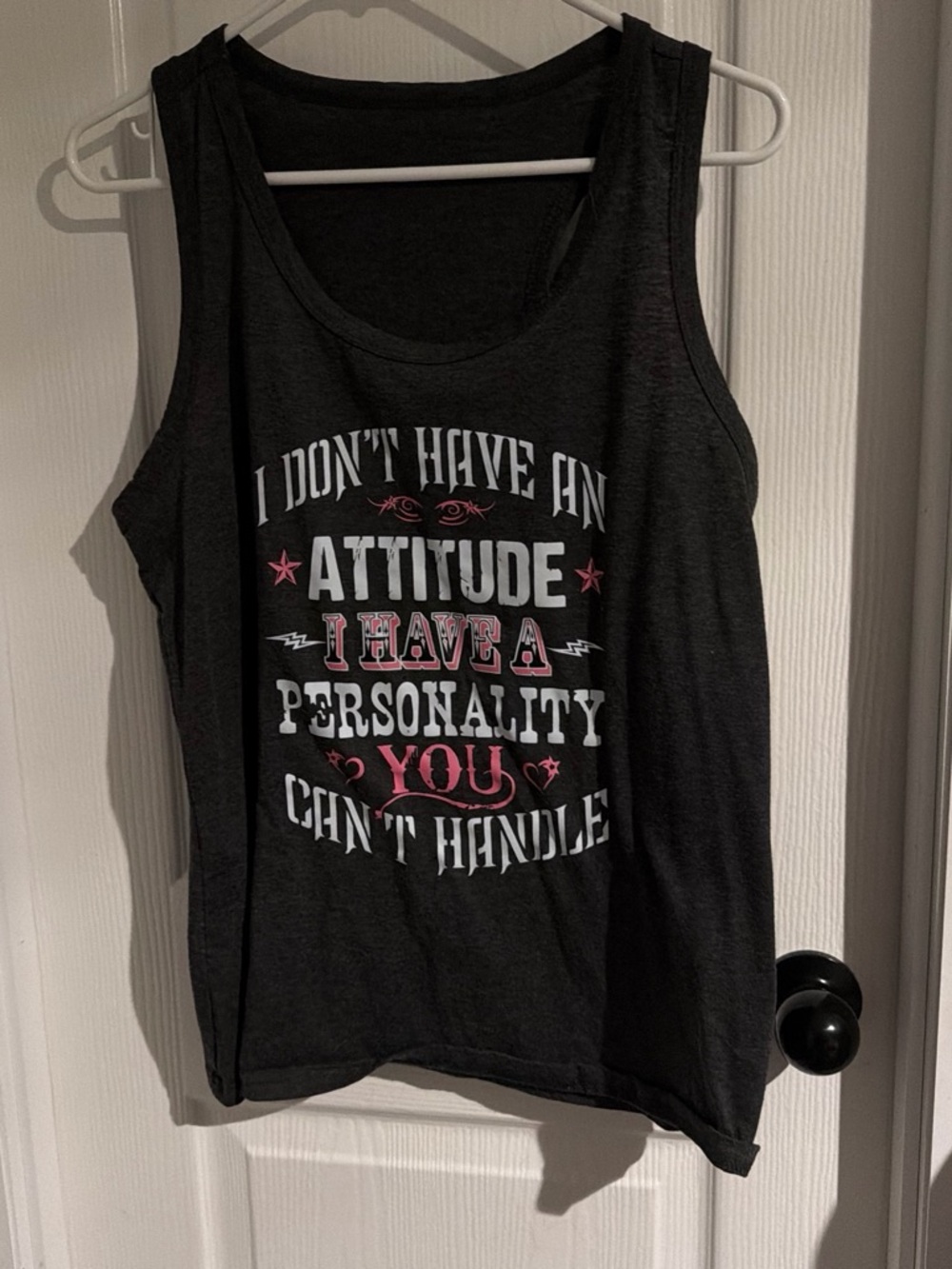 SHEIN Black Tank Top with Pink & White Graphic Text